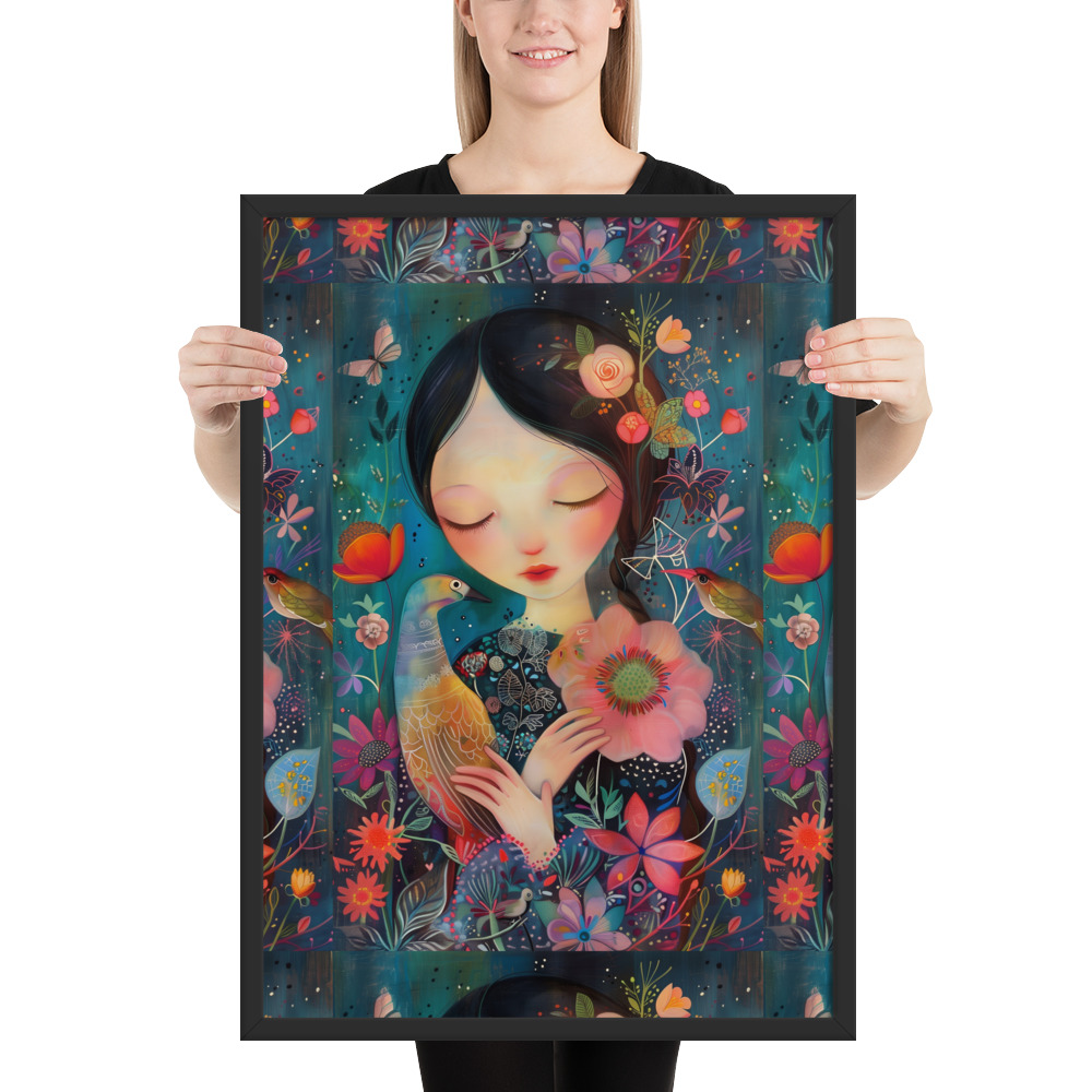 Póster enmarcado Sweet Lady: Elegancia y Color en tus Paredes