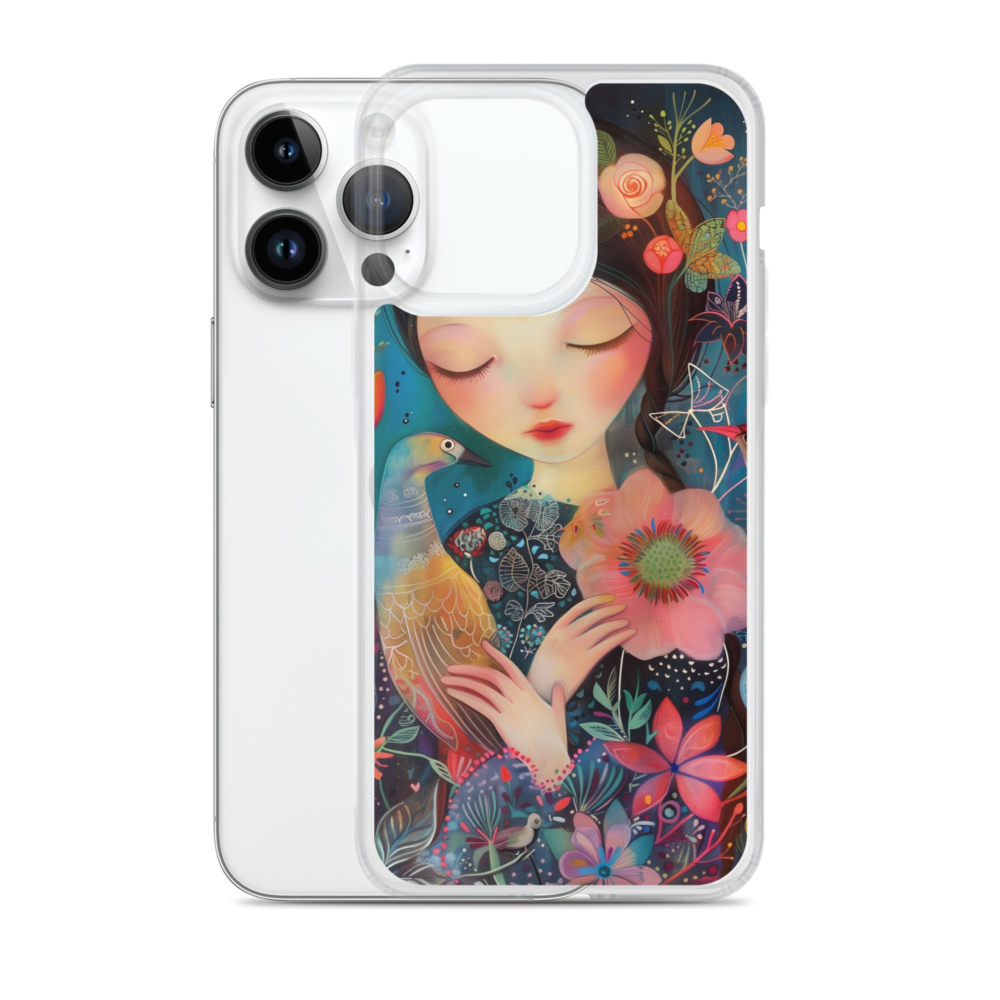 Funda Transparente Sweet Lady para iPhone®: Protección Colorida y Estilo Floral - Imagen 35