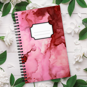Cuaderno en Espiral con Bonito Diseño de Fondo Acuarela Rosa