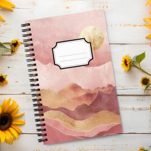 Cuaderno en Espiral con Bonito Diseño de Arenas Rosas