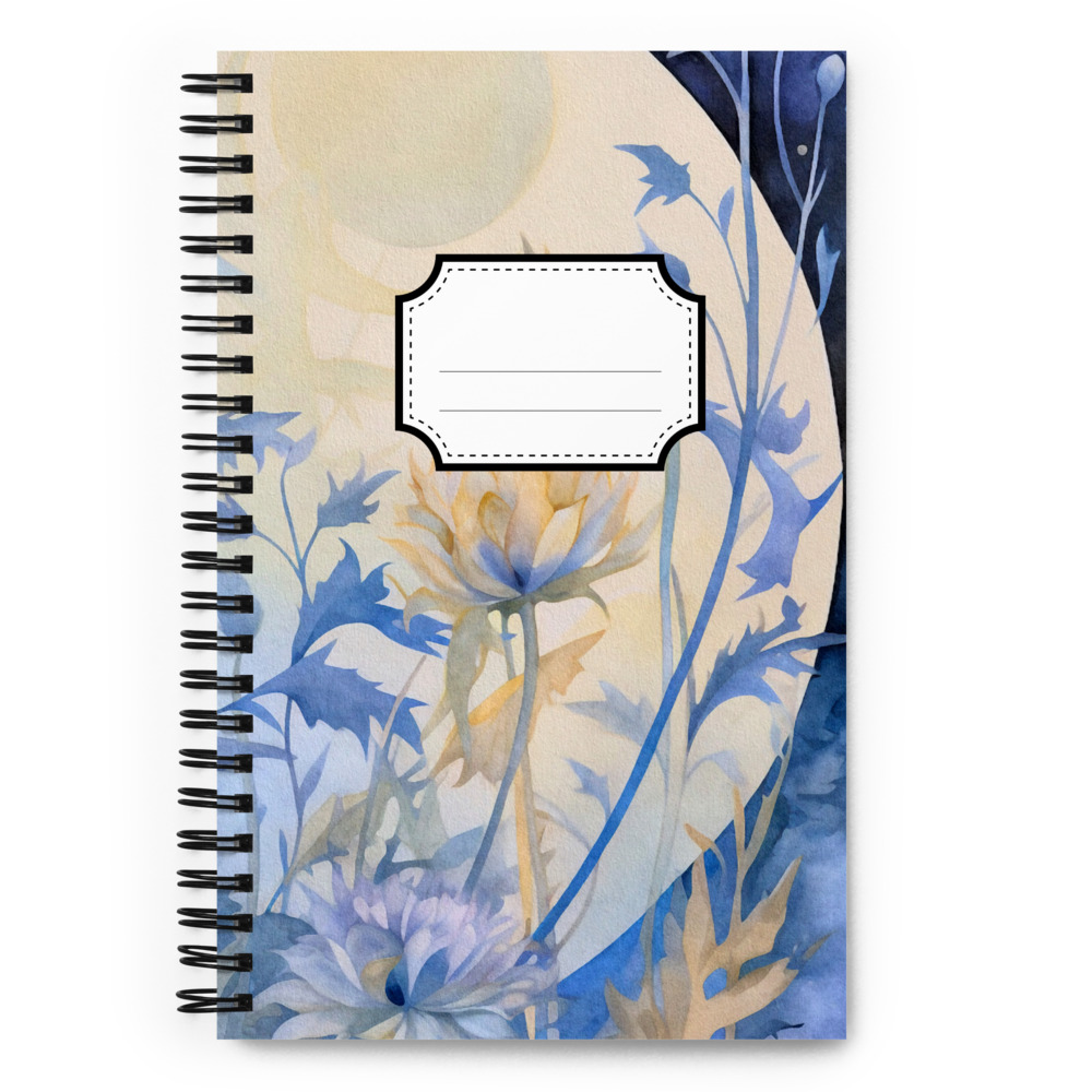 Cuaderno en Espiral con Bonito Diseño de Gran Luna sobre la Noche Azul - Imagen 2