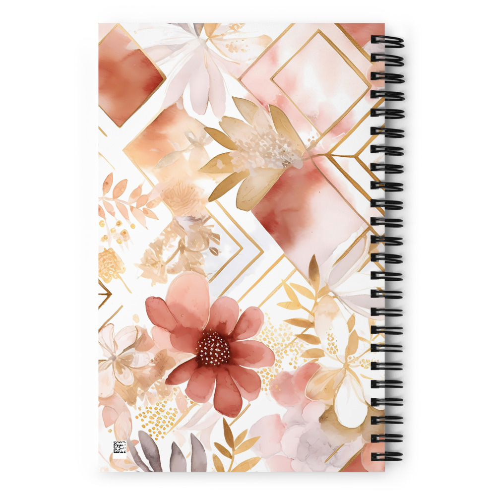Cuaderno en Espiral con Bonito Diseño de Flores Rosas y Doradas - Imagen 3