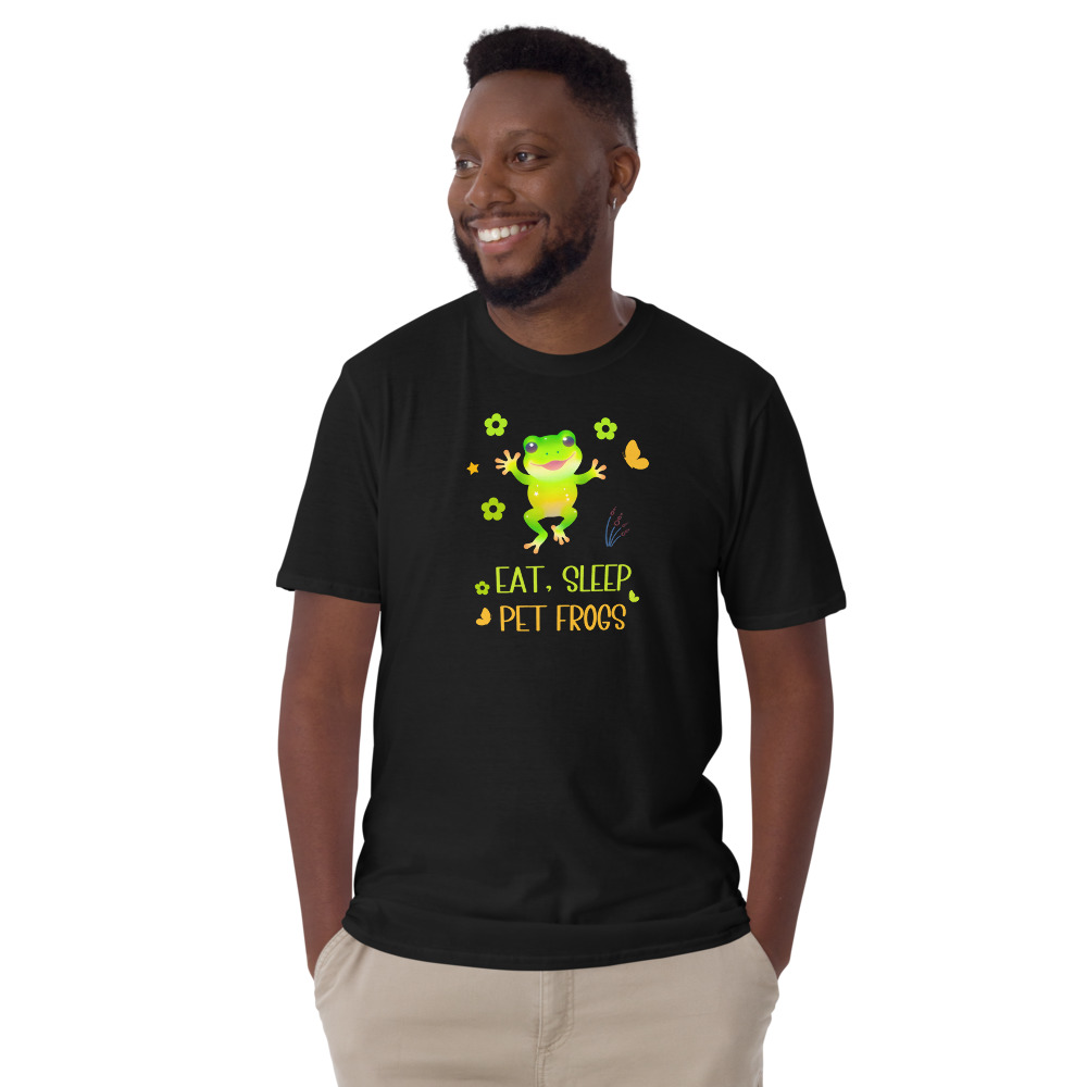 Camiseta "Eat, sleep, pet frogs". Colección Raíces y simpáticas ranas - Imagen 4