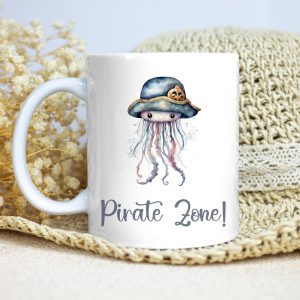 White Glossy Mug for Gifting - Buckle Hat Jellyfish - Pirate Zone