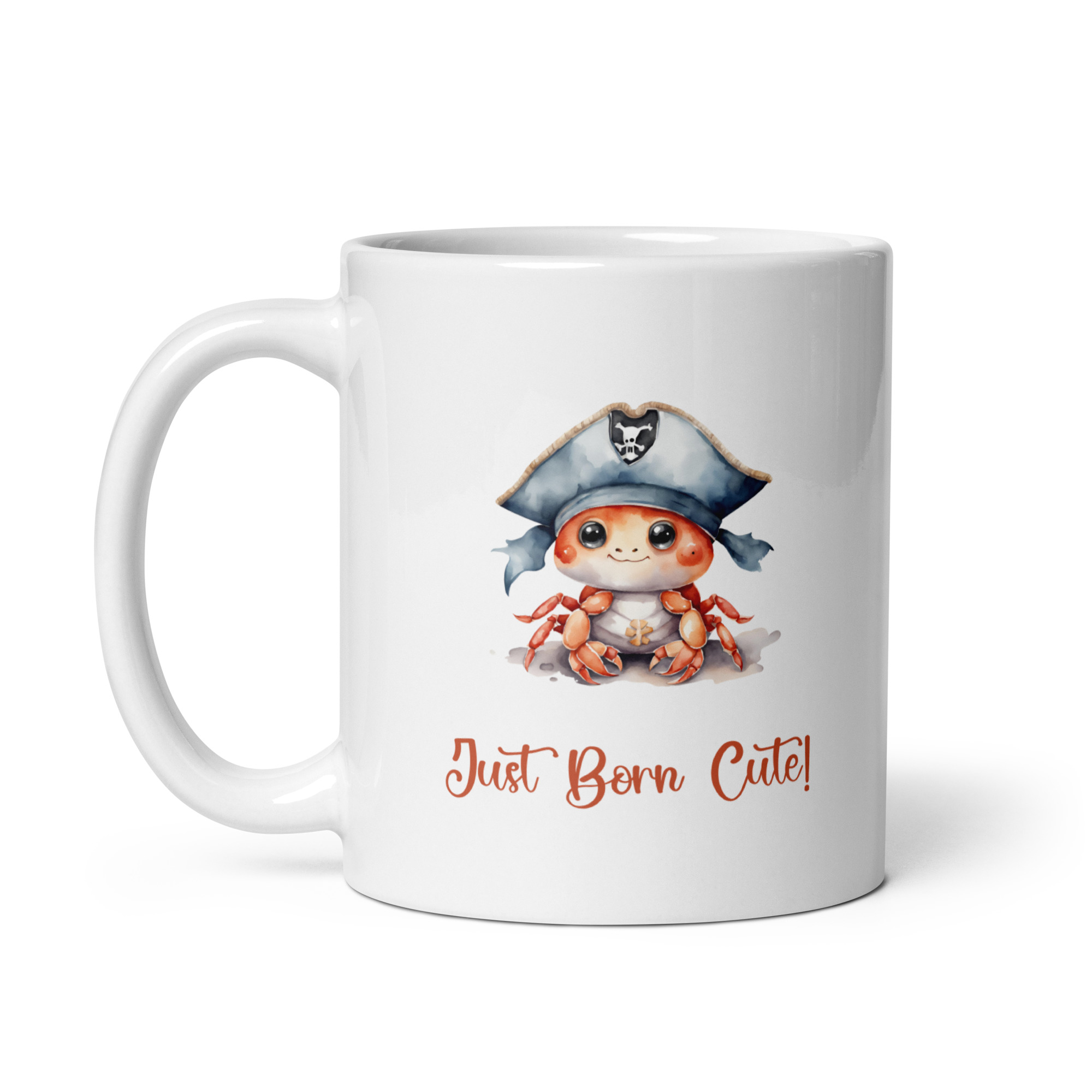 White Glossy Mug for Gifting - Just Born Cute - Crab - Imagen 2