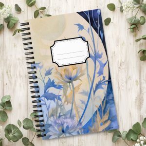 Cuaderno en Espiral con Bonito Diseño de Gran Luna sobre la Noche Azul