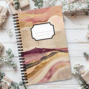 Cuaderno en Espiral con Bonito Diseño de Arenas color Burdeos