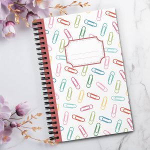 Cuaderno en Espiral con Bonito Diseño de Clips y Borde en Color