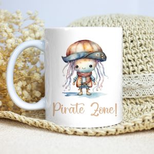 White Glossy Mug for Gifting - Pirate Jellyfish - Pirate Zone
