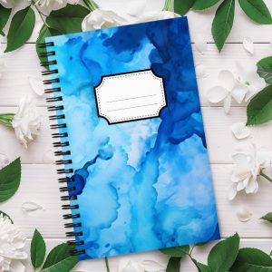 Cuaderno en Espiral con Bonito Diseño de Fondo Acuarela Azul
