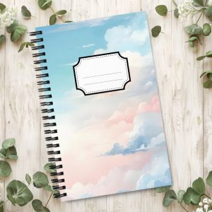 Cuaderno en Espiral con Bonito Diseño de Nubes en Acuarela