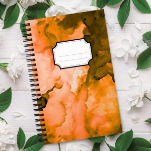 Cuaderno en Espiral con Bonito Diseño de Fondo Acuarela Naranja