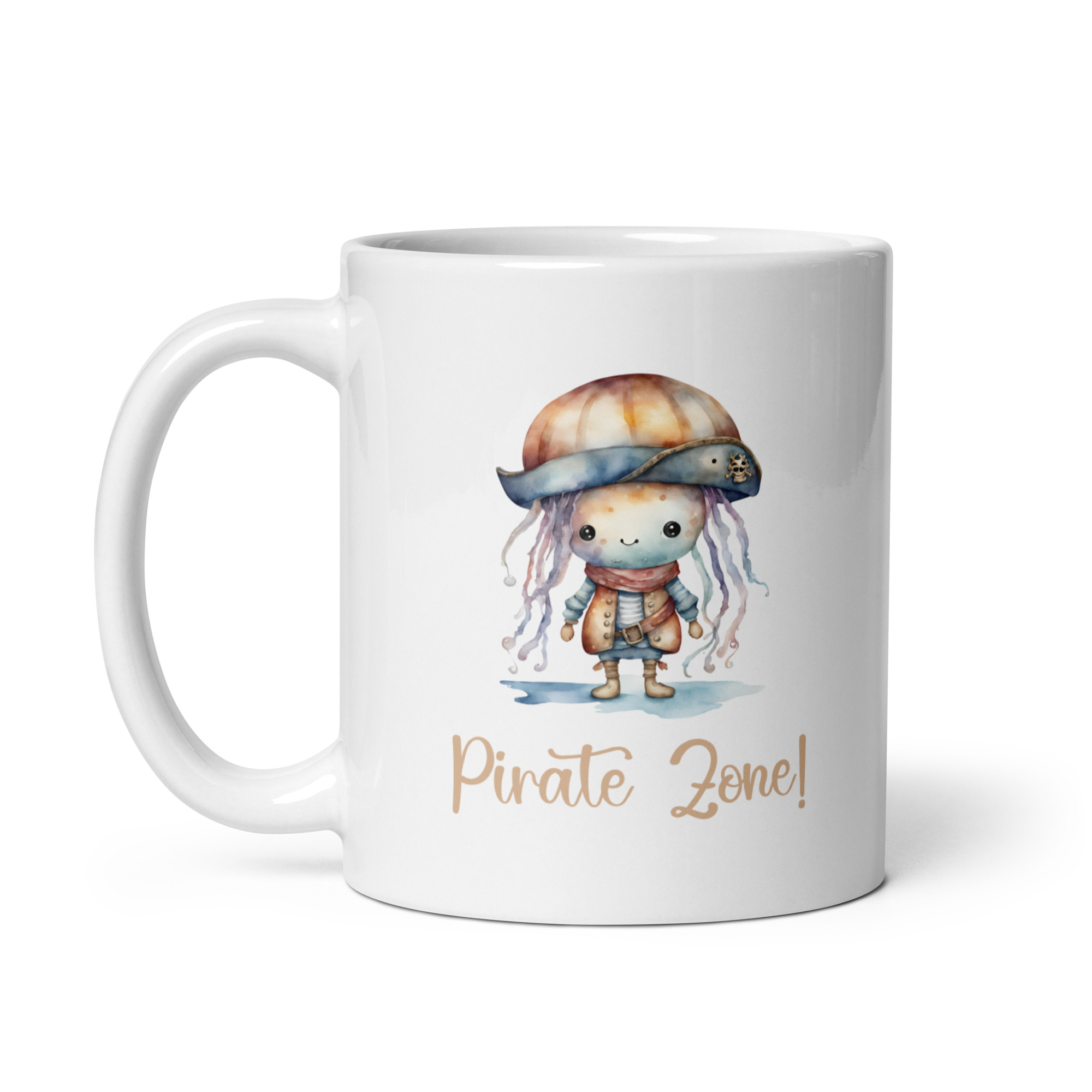 White Glossy Mug for Gifting - Pirate Jellyfish - Pirate Zone - Imagen 2