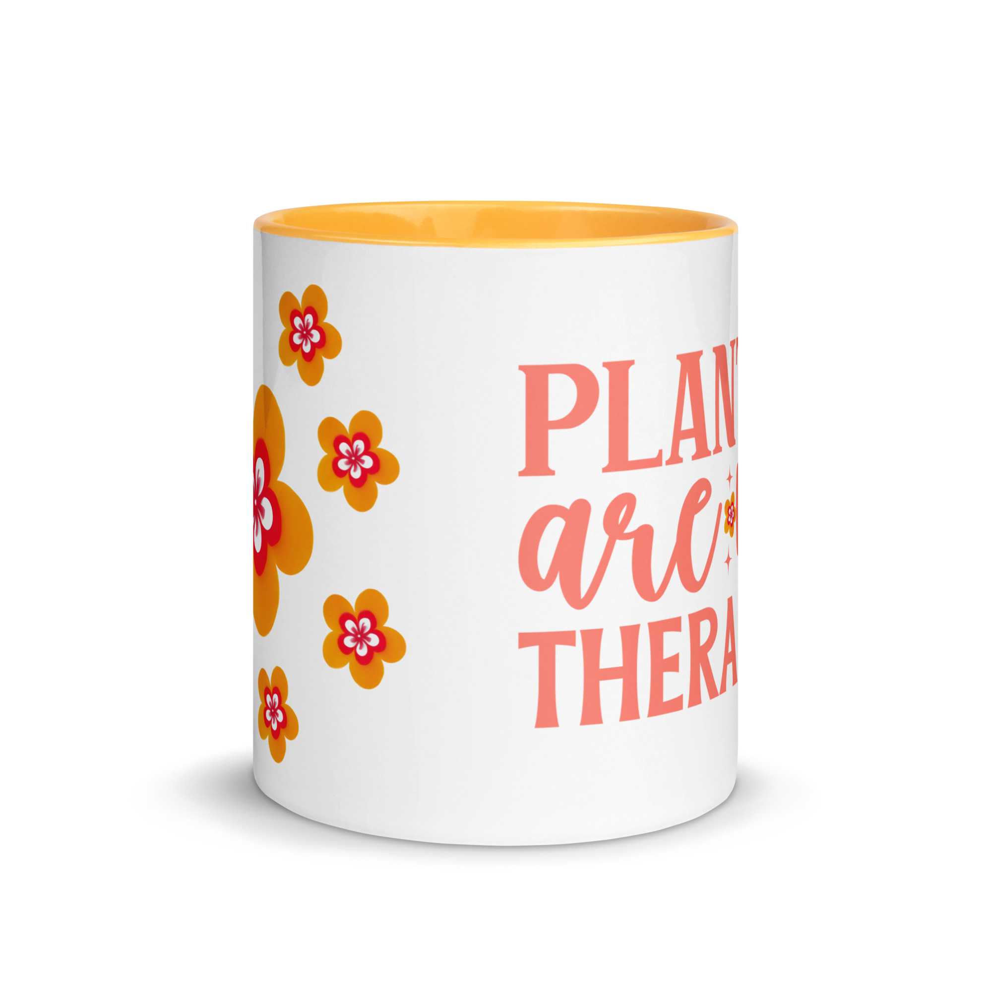 Taza Flor Naranja "Plants Are My Therapy" para amantes de las flores y la alegría - Imagen 4