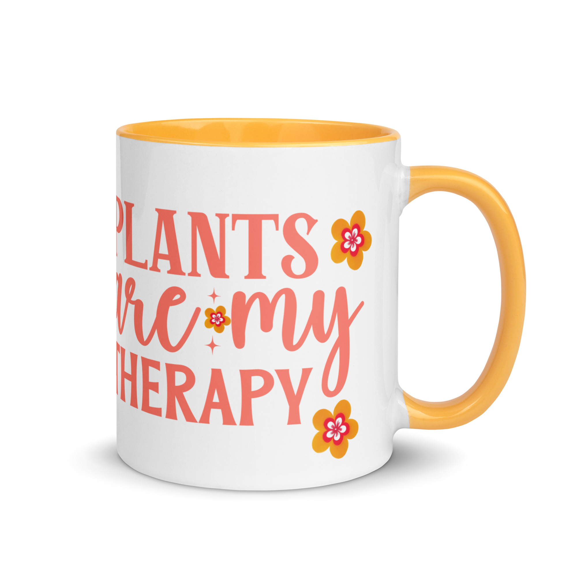 Taza Flor Naranja "Plants Are My Therapy" para amantes de las flores y la alegría - Imagen 2