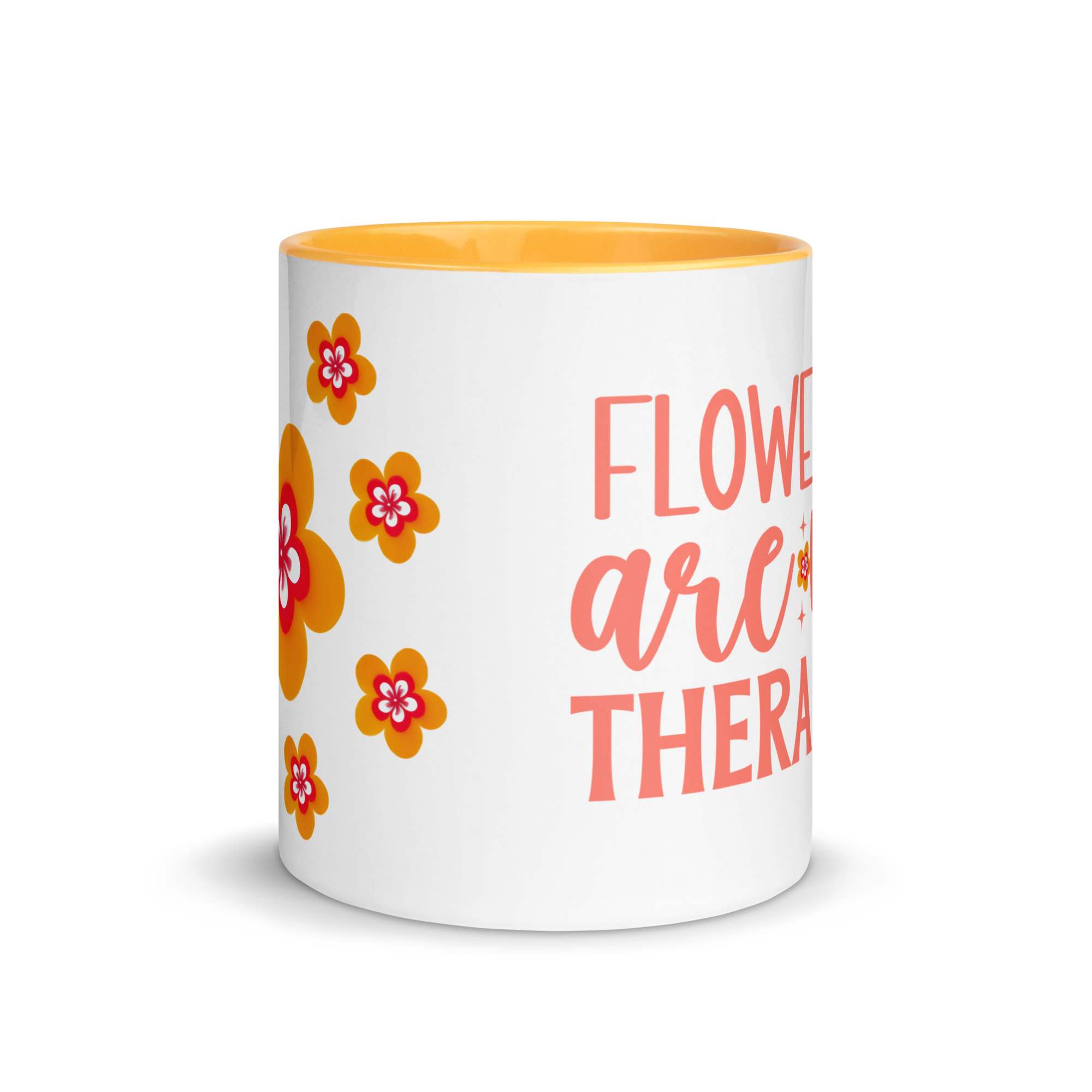 Taza Flor Naranja "Flowers Are My Therapy" para amantes de las flores y la alegría - Imagen 4