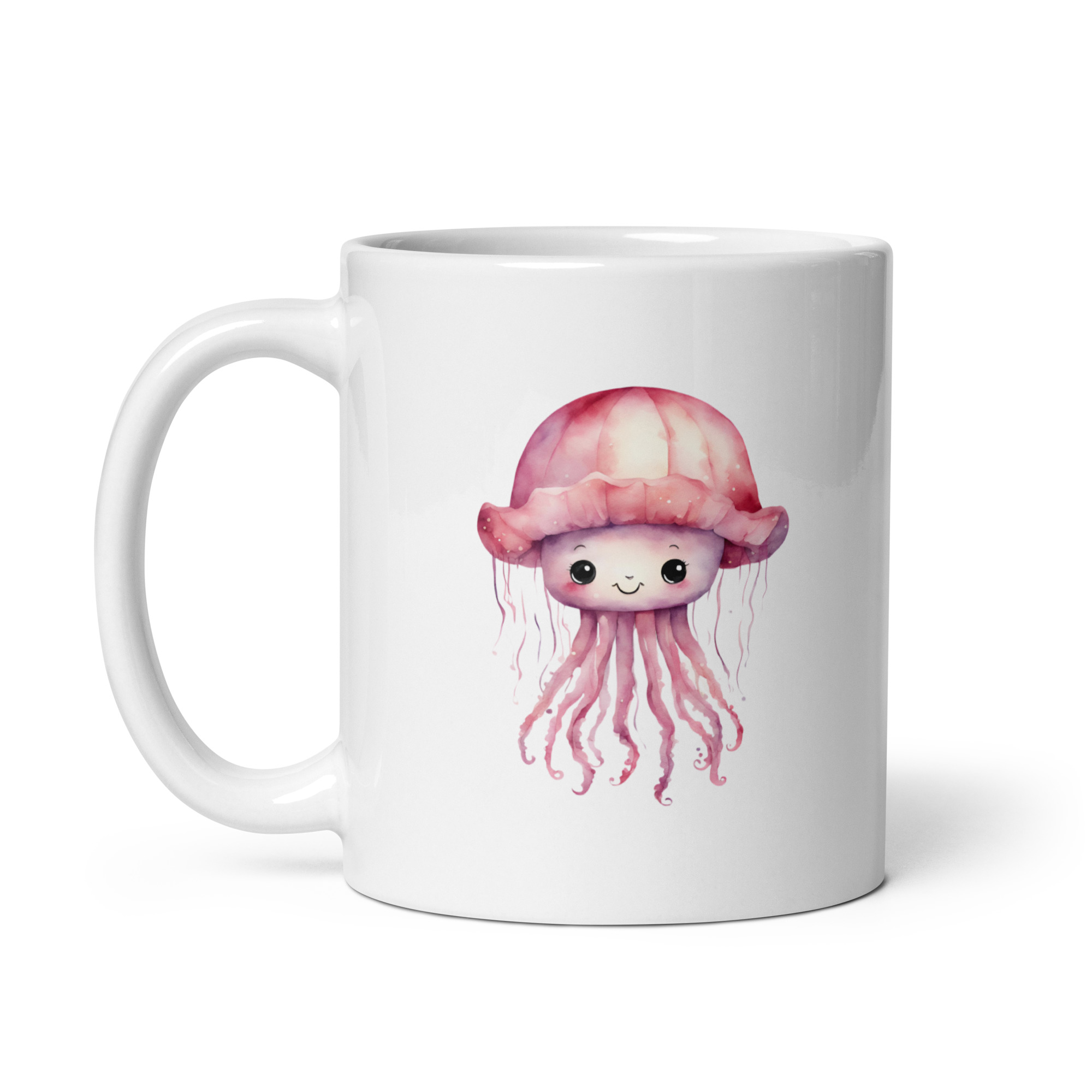 Taza Brillante con Bonita Medusa Rosa y Sombrero con Volantes - Imagen 2