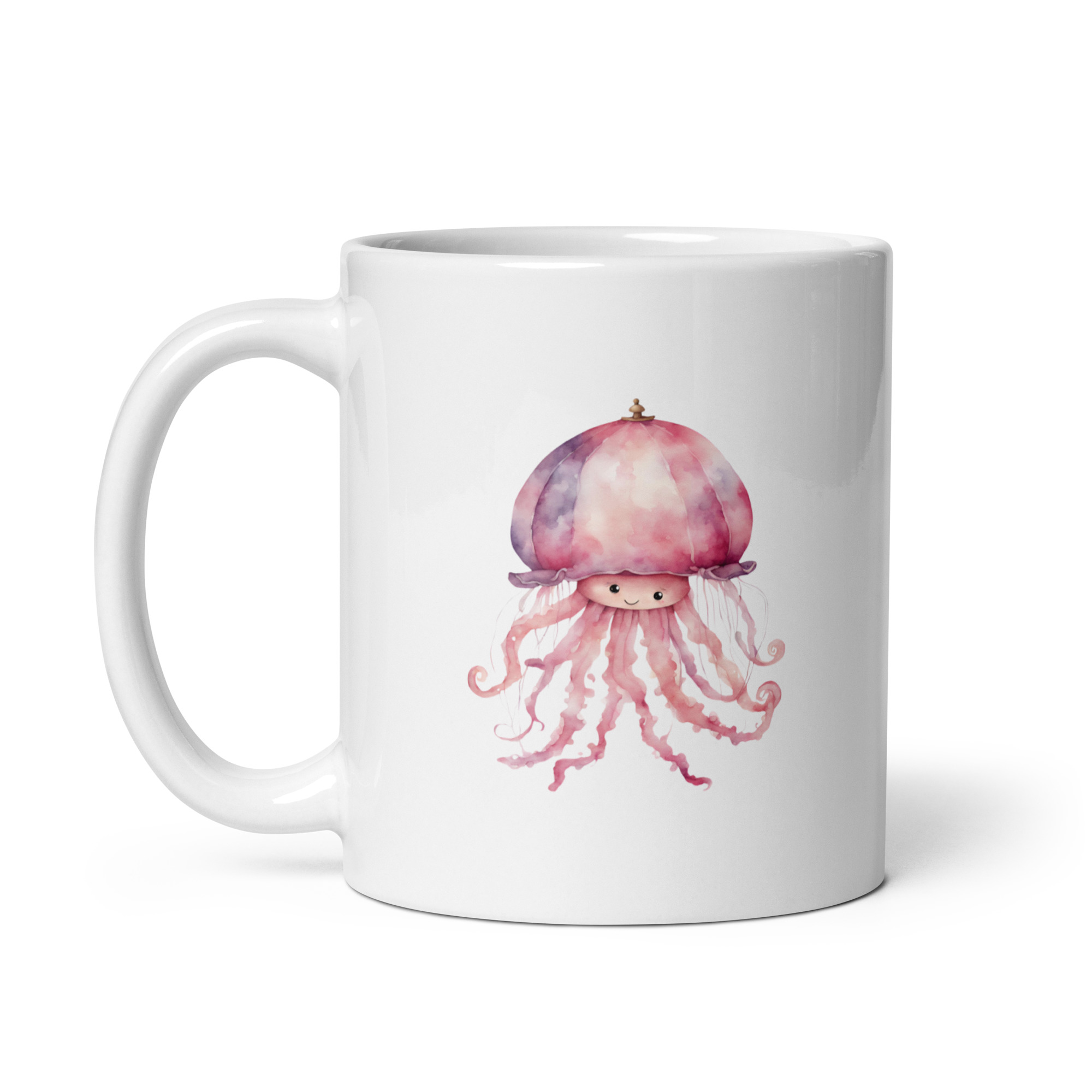 Taza Brillante con Bonita Medusa Rosa con Sombrero Paraguas - Imagen 2