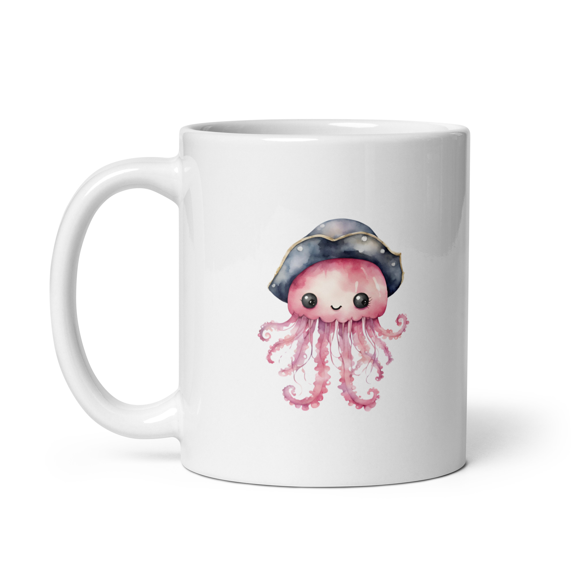 Taza Brillante con Bonita Medusa Rosa y Sombrero Azul - Imagen 2