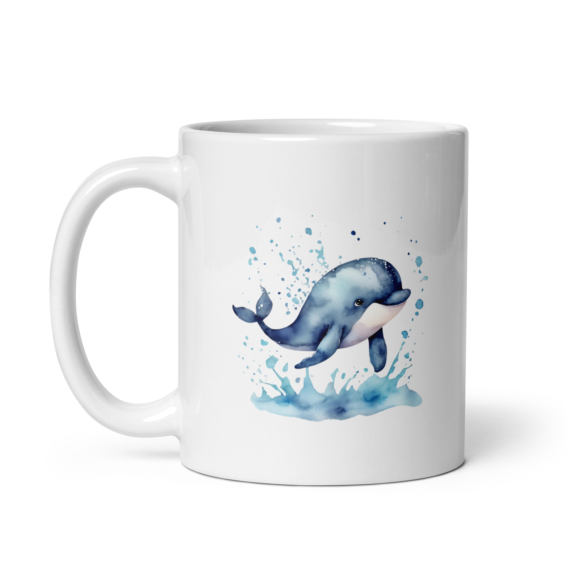Taza Brillante con Bonita Ballena Azul Saltando - Imagen 2