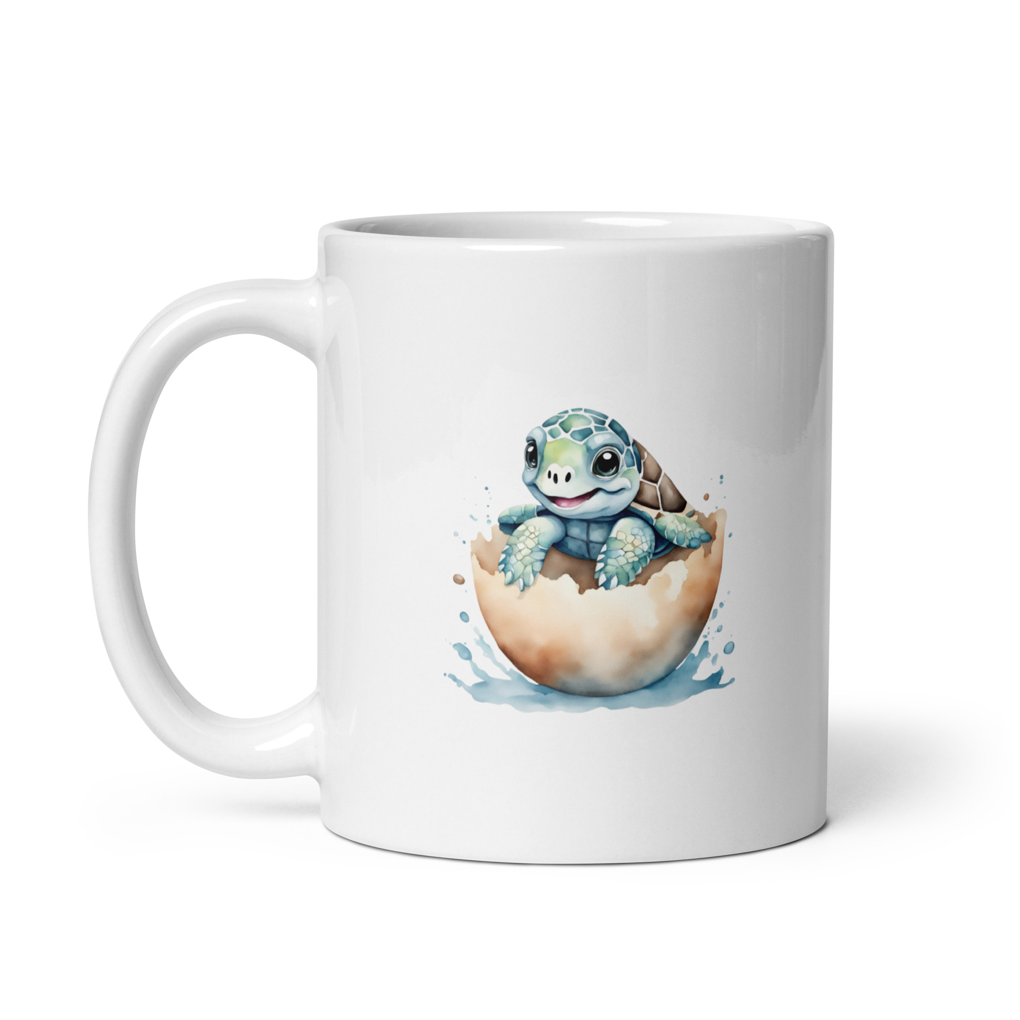 Taza Brillante con Bonita Tortuga Bebé Feliz Saliendo del Huevo - Imagen 2
