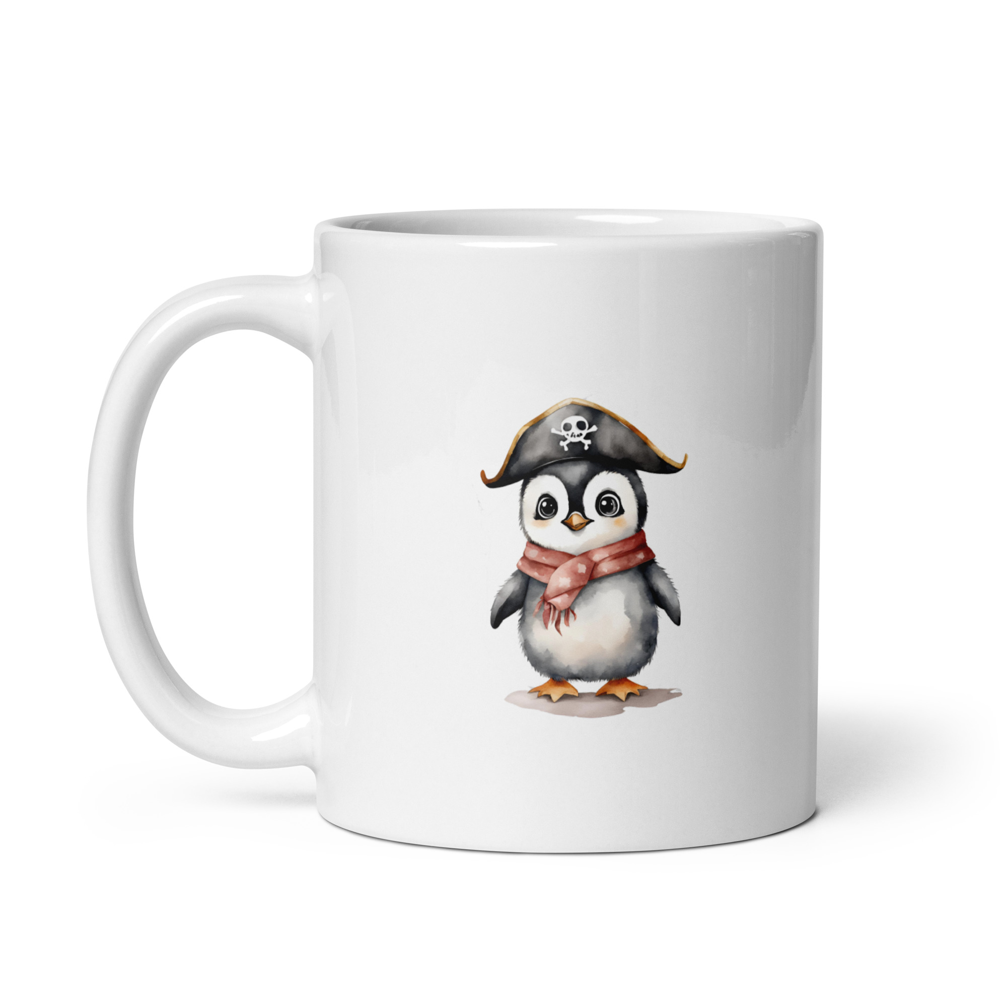 Taza Brillante con Bonito Pingüino con Sombrero Pirata y Bufanda Roja - Imagen 2