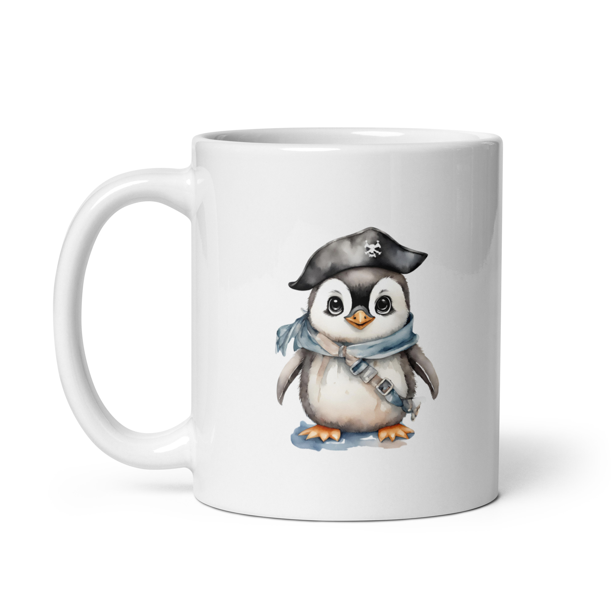 Taza Brillante con Bonito Pingüino con Sombrero Pirata y Pañuelo Azul - Imagen 2