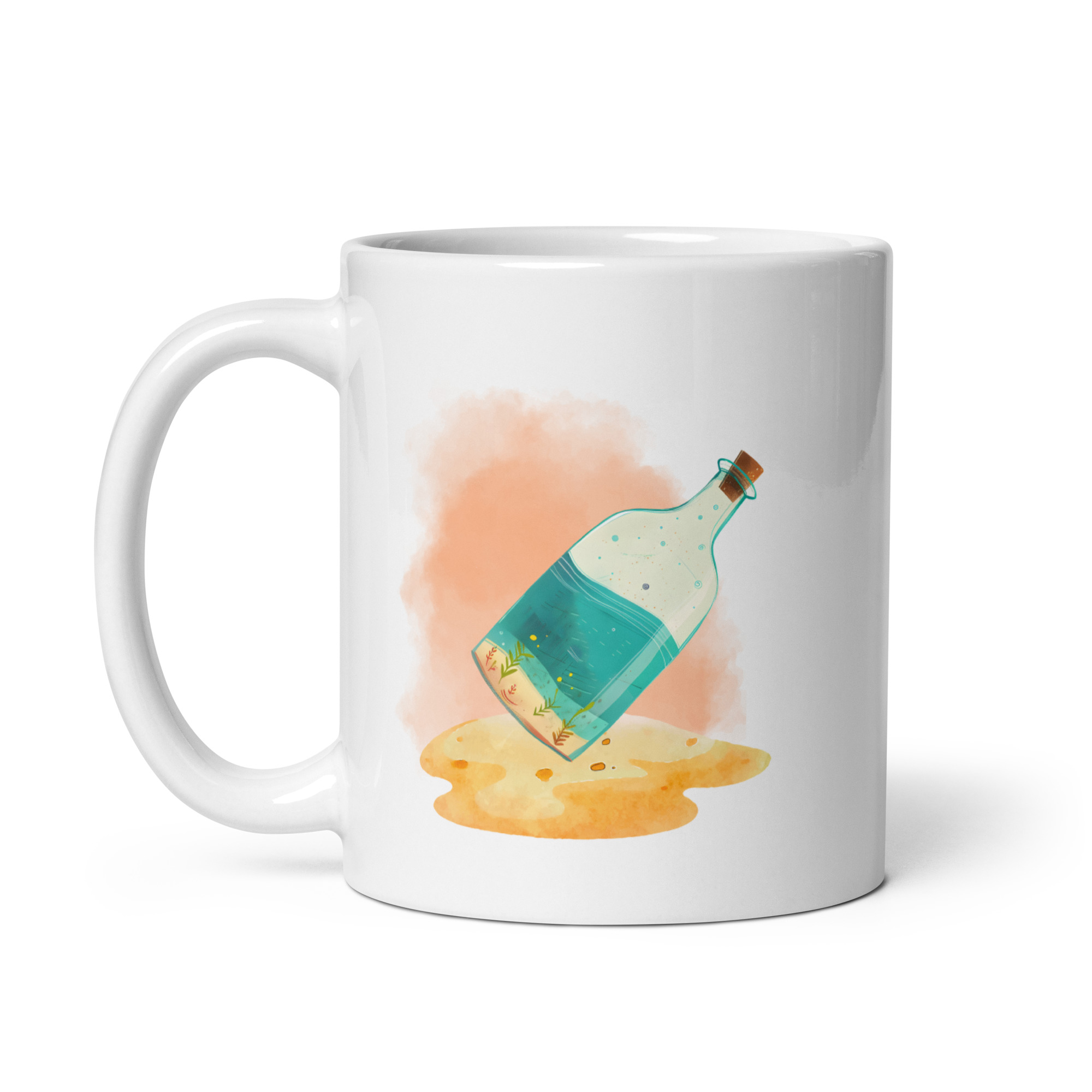 Taza Brillante con Bonita Botella en la Arena - Imagen 2