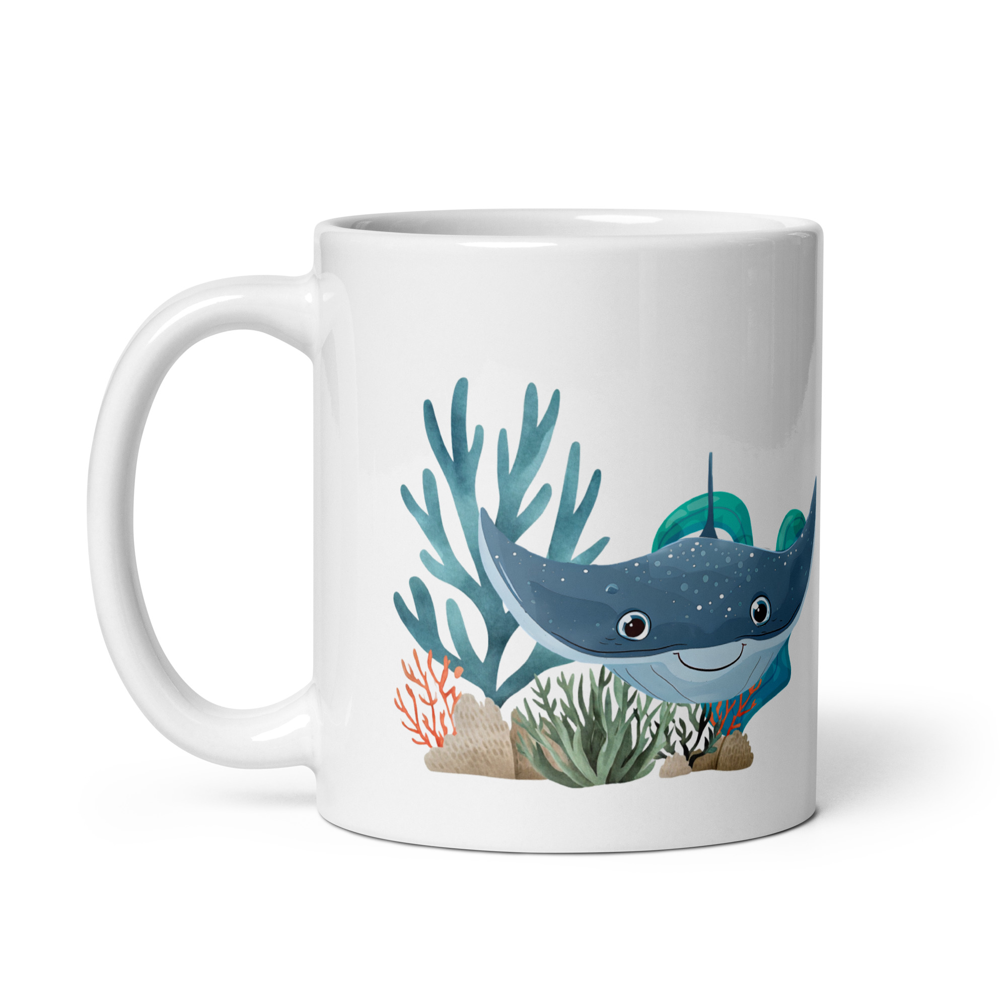 Taza Brillante con Bonita Mantarraya y Corales - Imagen 3