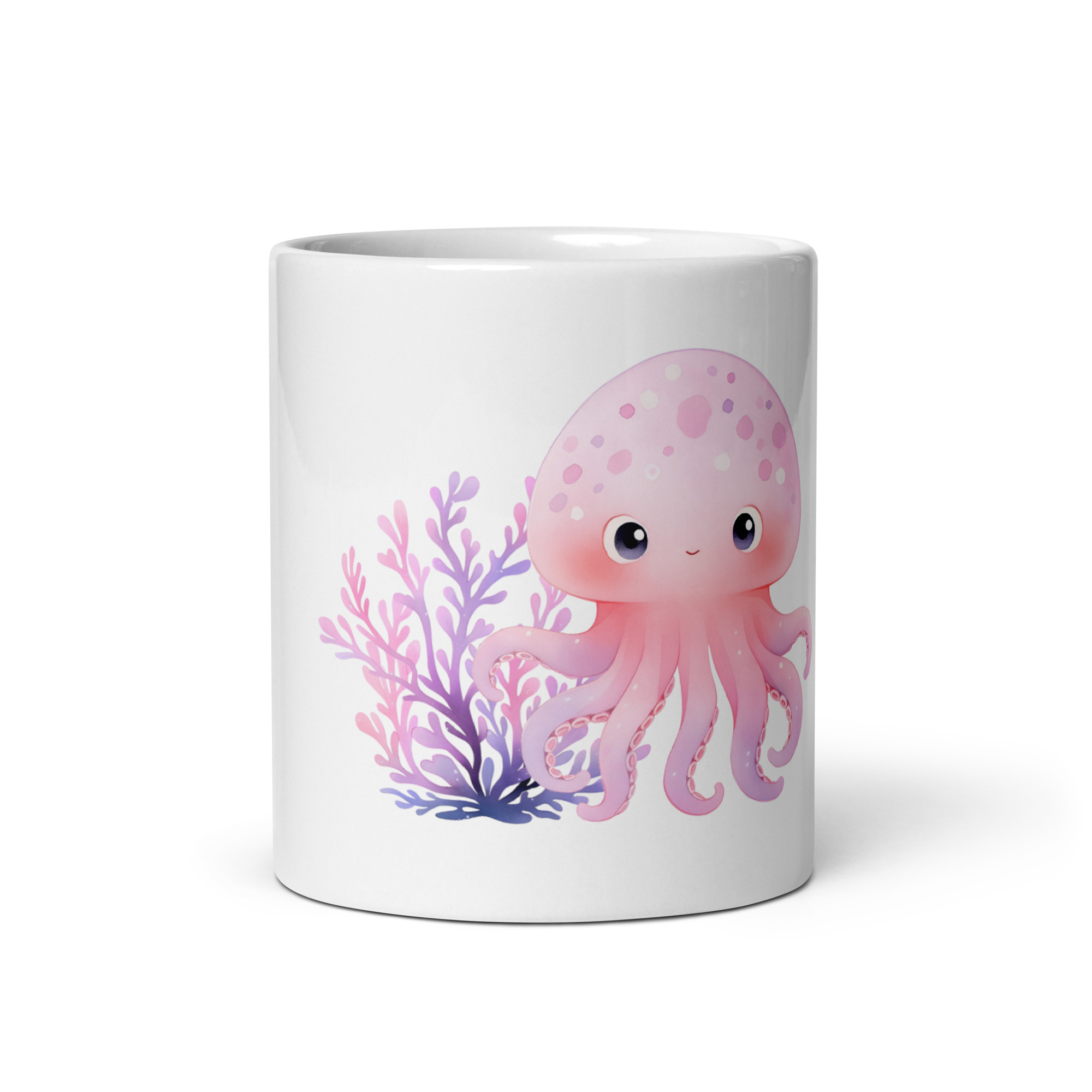 Taza Brillante con Bonita Medusa Rosa y Corales - Imagen 3