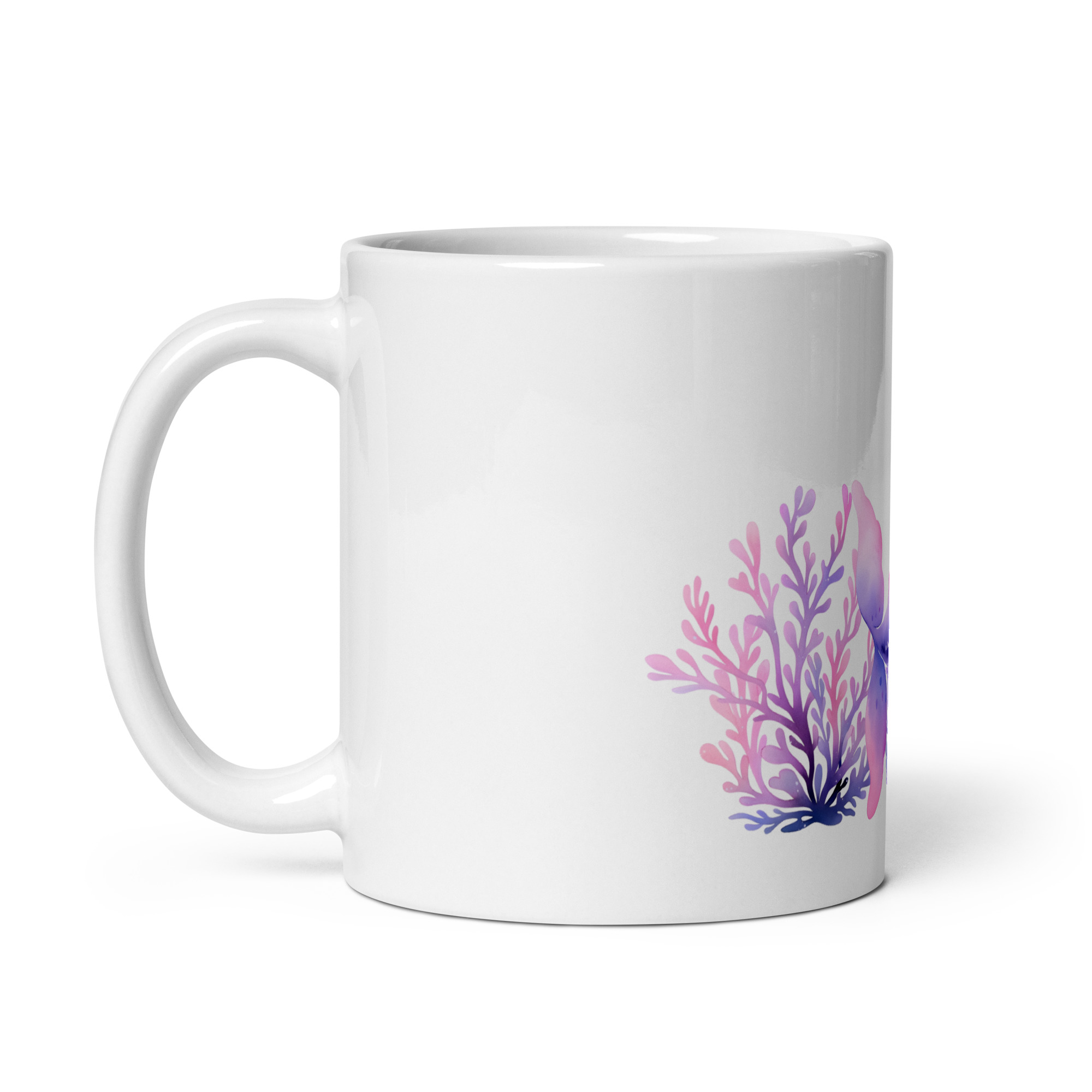 Taza Brillante con Bonita Ballena Lila y Corales - Imagen 3