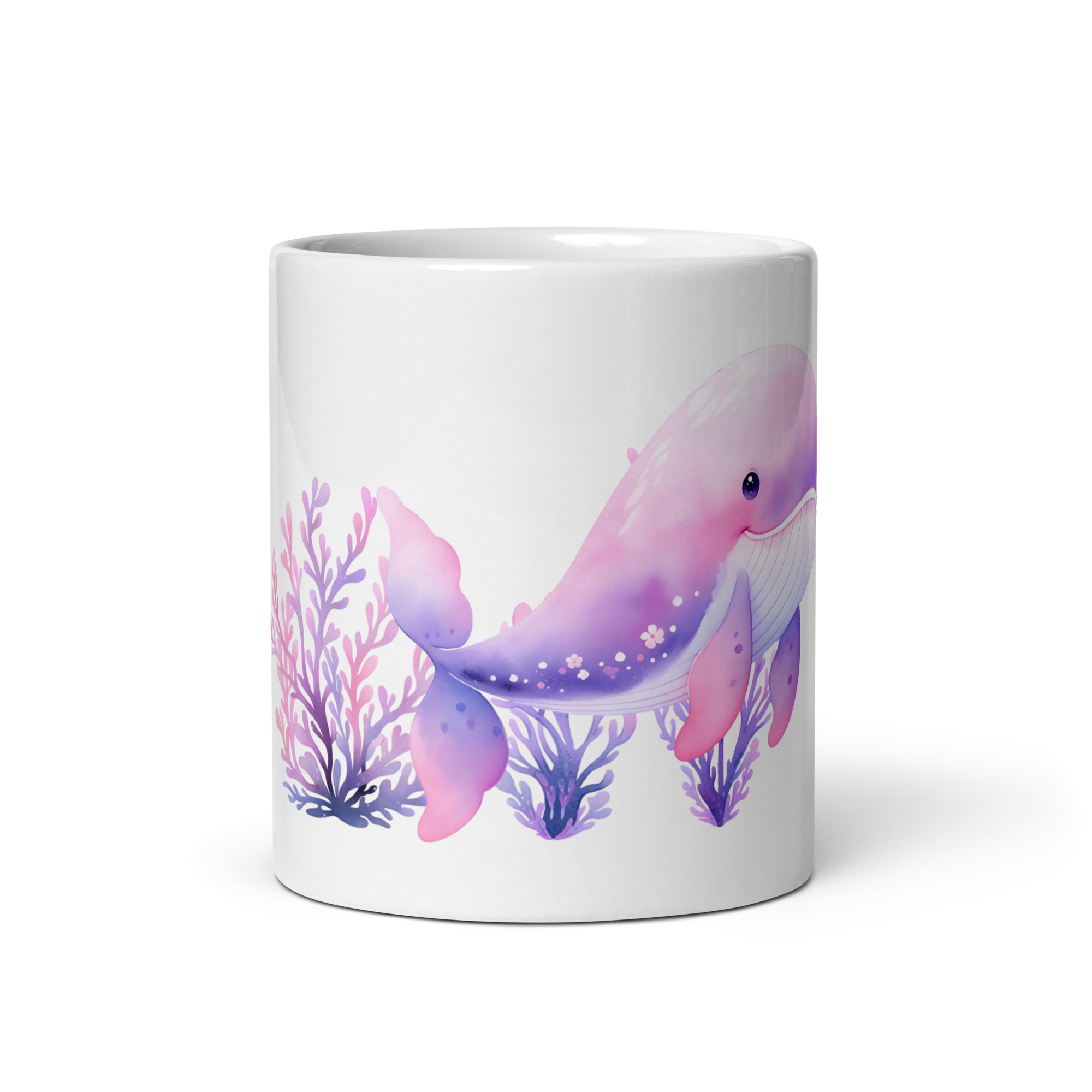 Taza Brillante con Bonita Ballena Lila y Corales - Imagen 4