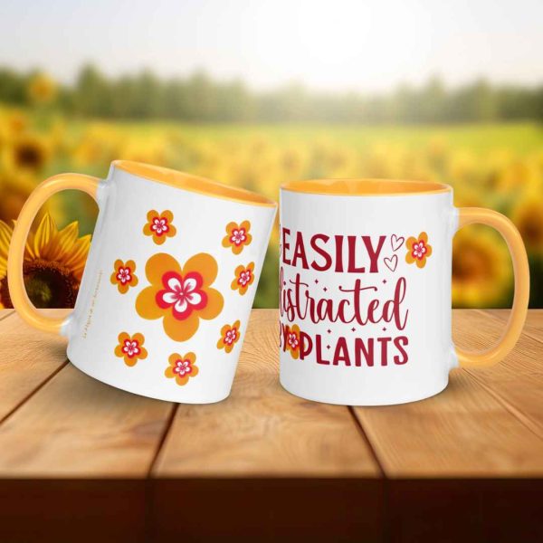 Taza Flor Naranja "Easily distracted by plants" para amantes de las flores y la alegría