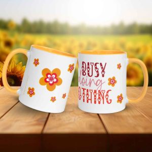 Taza Flor Naranja "Busy Doing Nothing" para amantes de las flores y la alegría