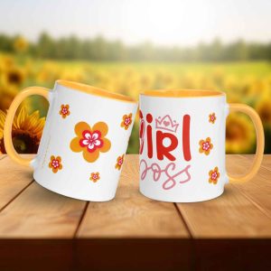 Taza Flor Naranja "Girl Boss" para amantes de las flores y la alegría