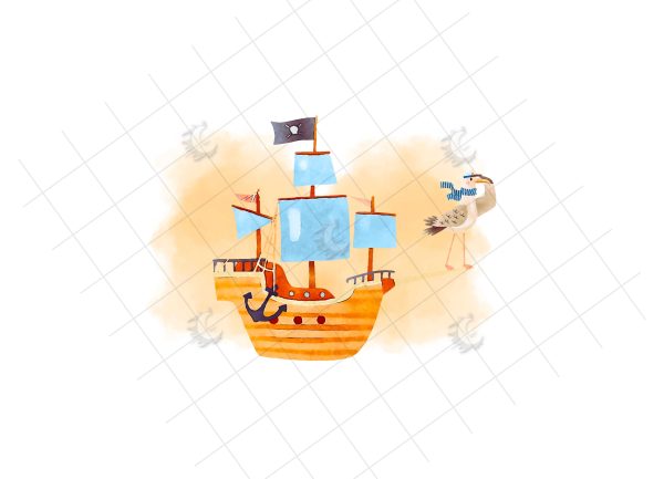 Taza Brillante con Barco Pirata y Gaviota - Imagen 2