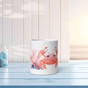 Taza Brillante con Bonito Cangrejo Salmón y Corales