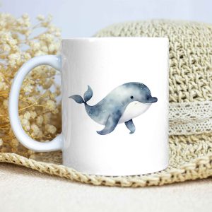 Taza Brillante con Bonita y Alegre Ballena Azul