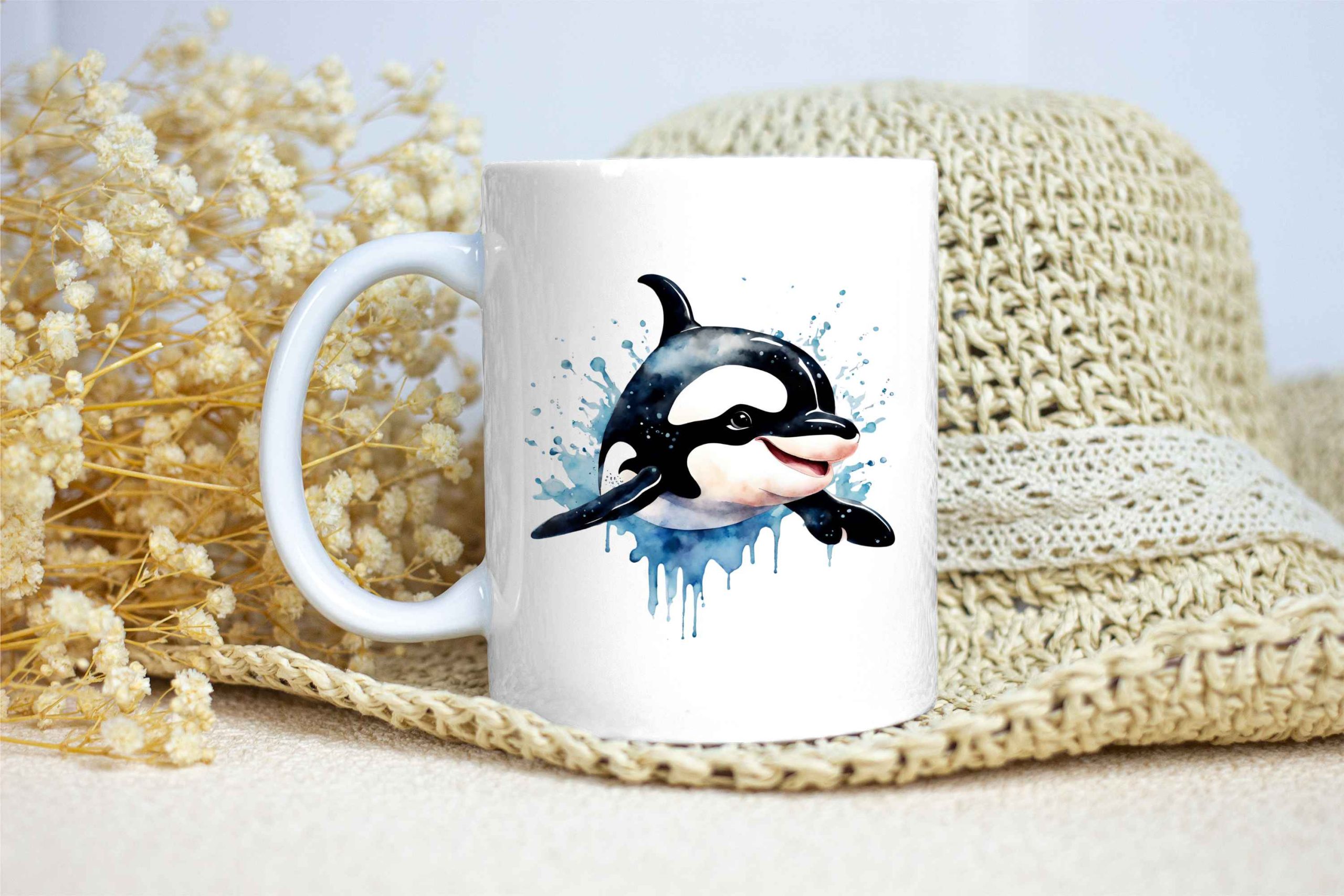 Taza Brillante con Bonita y Alegre Orca