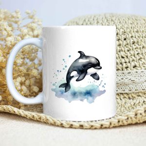 Taza Brillante con Bonita Orca Saliendo del Agua