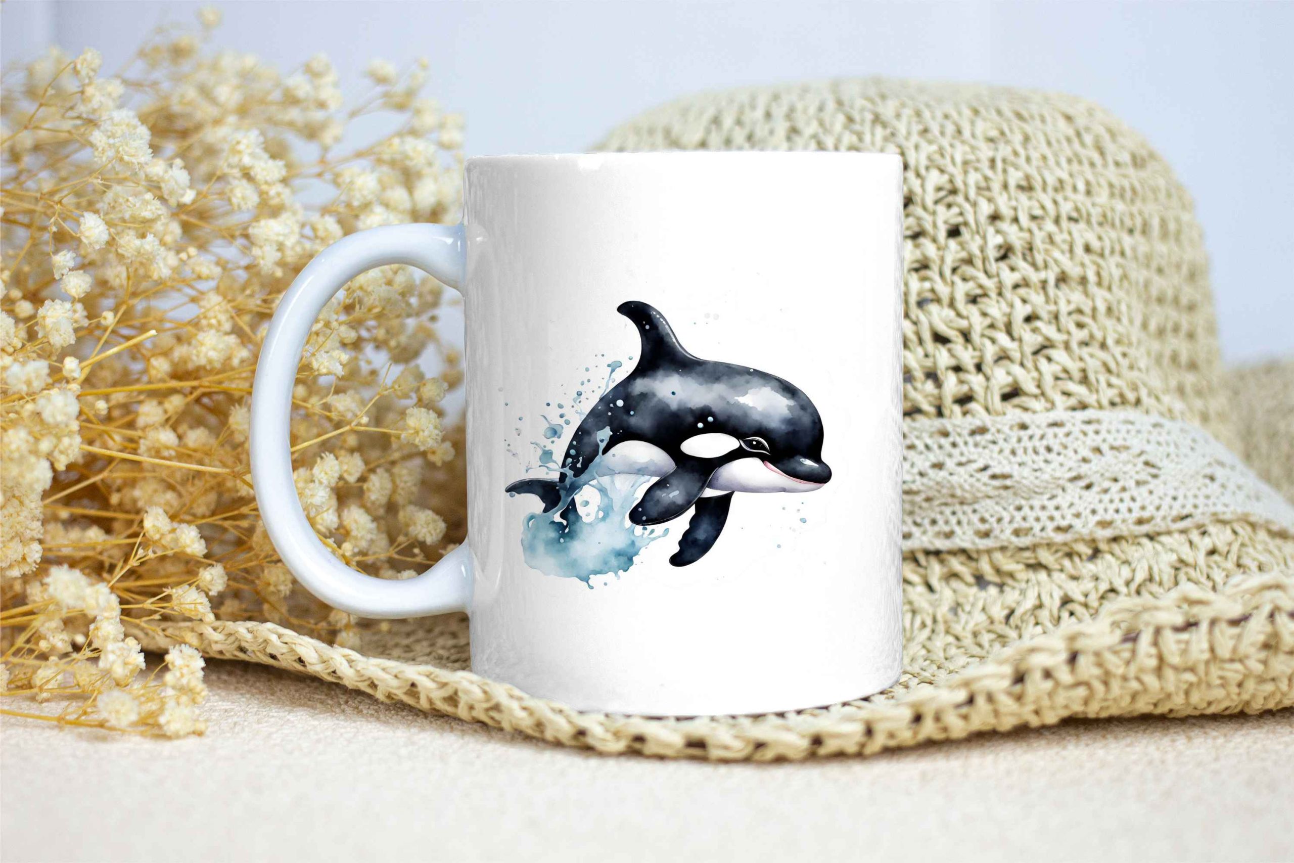 Taza Brillante con Bonita Orca Saltando