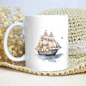 Taza Brillante con Bonito Dibujo Acuarela de Carabela
