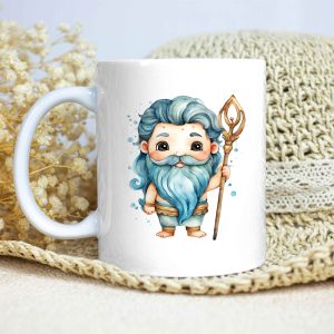 Taza Brillante con Bonito Dibujo de Poseidón