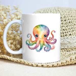 Taza Brillante con Bonito Pulpo Arcoíris