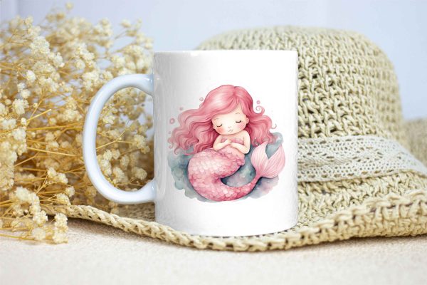 Taza Brillante con Bonita Sirena Durmiendo