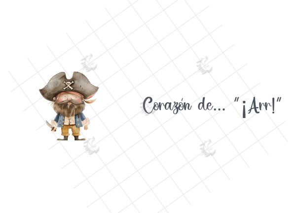 Taza Blanca Brillante "Corazón de... ¡Arr!" con Señor Pirata - Imagen 2