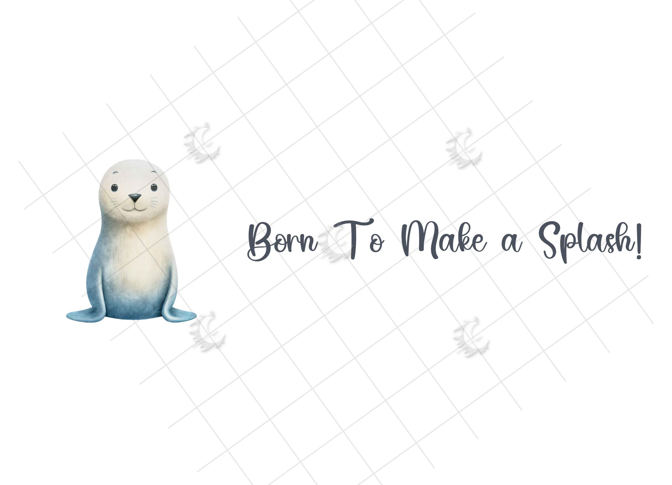 Taza Blanca Brillante con Bonito León Marino “Born To Make a Splash!” - Imagen 2