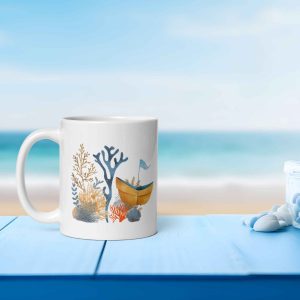 Taza Brillante con Barquito de Papel y Bandera