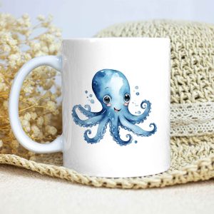 Taza Brillante con Bonito Pulpo Azul