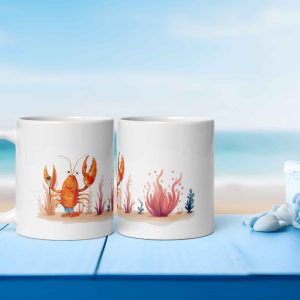 Taza Brillante con Langosta Pintora